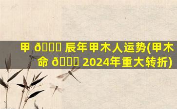 甲 🐈 辰年甲木人运势(甲木命 🐒 2024年重大转折)
